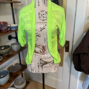 M-Fasis by California Blue Neon Lime Sheer Cardigan